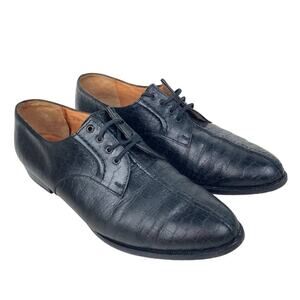 ROBERT CLERGERIE Croc Embossed Leather Lace Up Oxford Loafers 7.5 - $795.